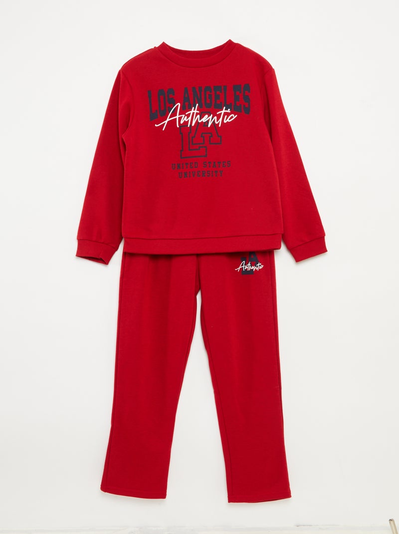 Conjunto de sudadera + pantalón estilo campus - 2 piezas Rojo - Kiabi