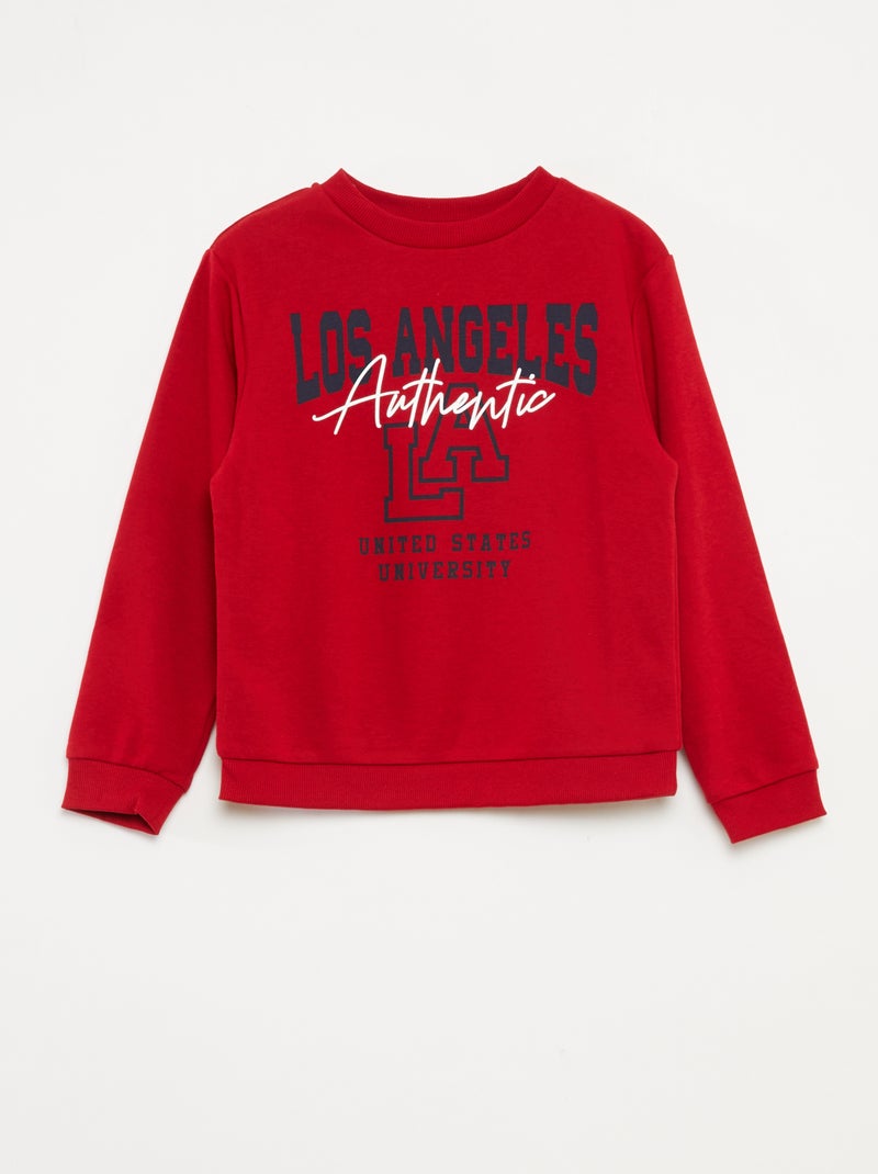 Conjunto de sudadera + pantalón estilo campus - 2 piezas Rojo - Kiabi