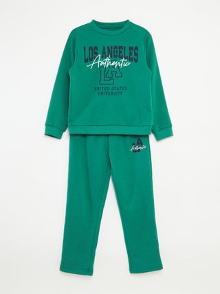 Conjunto de sudadera + pantalón estilo campus - 2 piezas