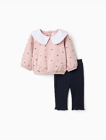 Conjunto de sudadera perchada y leggins acanalados