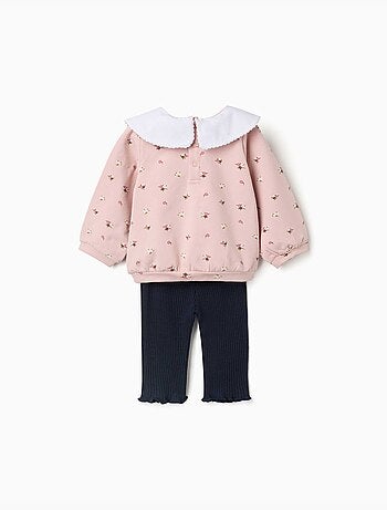 Conjunto de sudadera perchada y leggins acanalados