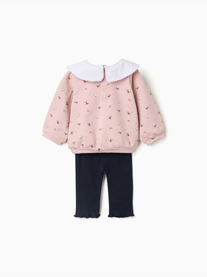Conjunto de sudadera perchada y leggins acanalados Rosa claro - Kiabi