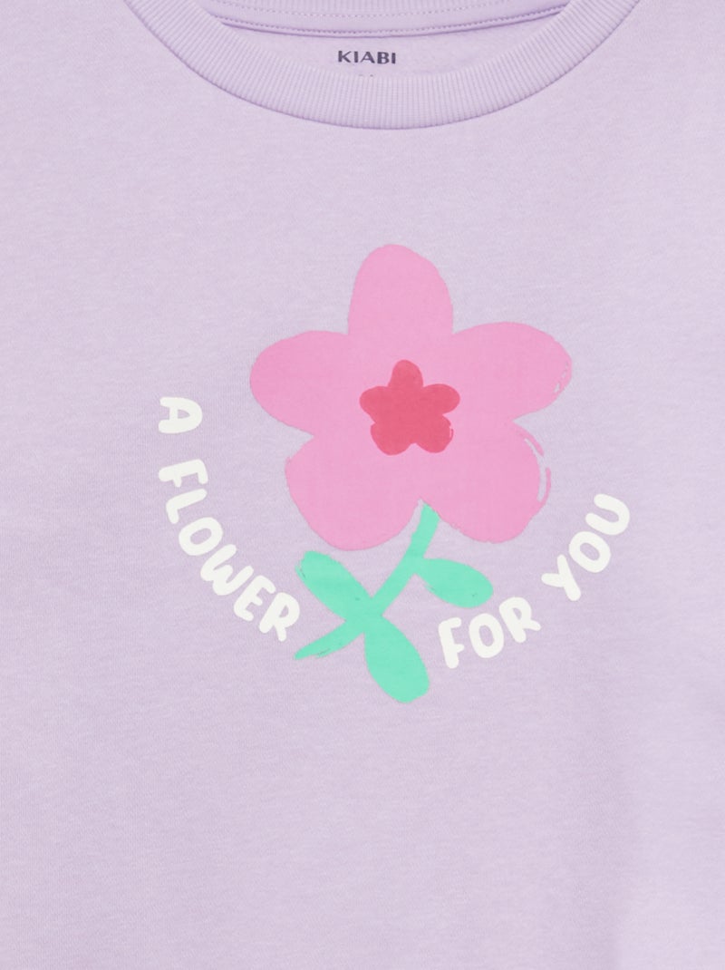 Conjunto de sudadera + short estampado - 2 piezas PURPURA - Kiabi