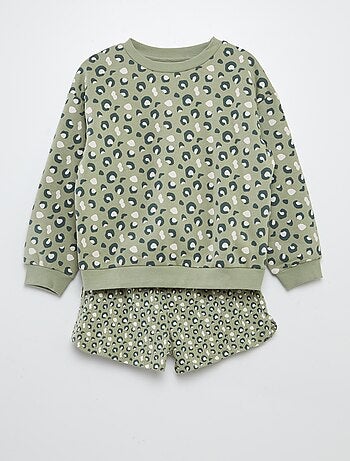 Conjunto de sudadera + short estampado - 2 piezas
