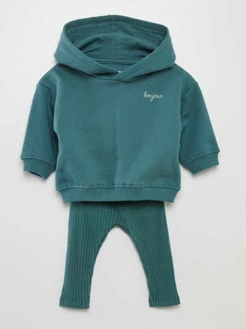 Conjunto de sudadera y legging de canalé - 2 piezas - Kiabi