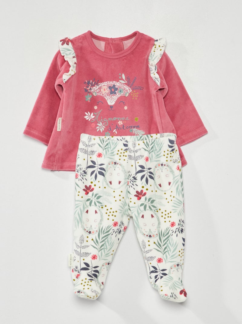 Conjunto de sudadera y pantalón de tejido polar - ROSA - Kiabi