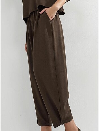 Conjunto de suéter de cuello redondo extragrande y pantalones elásticos hiccup