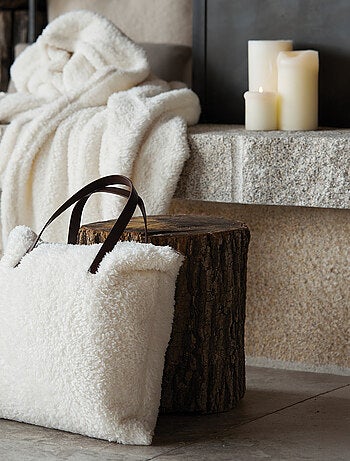 Conjunto de tela escocesa Sherpa y bolso