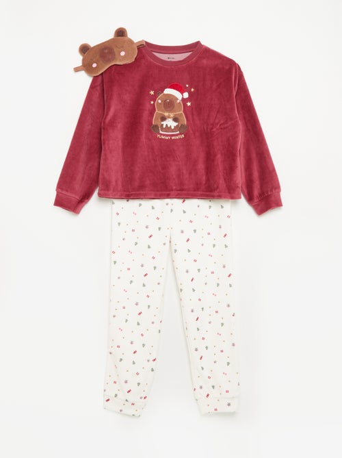 Conjunto de terciopelo - pijama de 2 piezas + antifaz para dormir - Kiabi