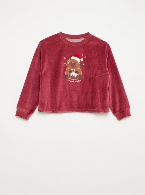 Conjunto de terciopelo - pijama de 2 piezas + antifaz para dormir - Kiabi