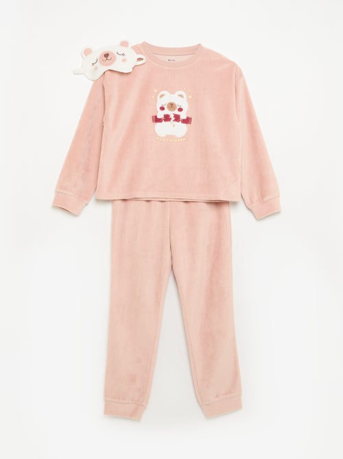 Conjunto de terciopelo - pijama de 2 piezas + antifaz para dormir - Kiabi