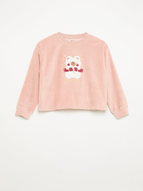 Conjunto de terciopelo - pijama de 2 piezas + antifaz para dormir - Kiabi
