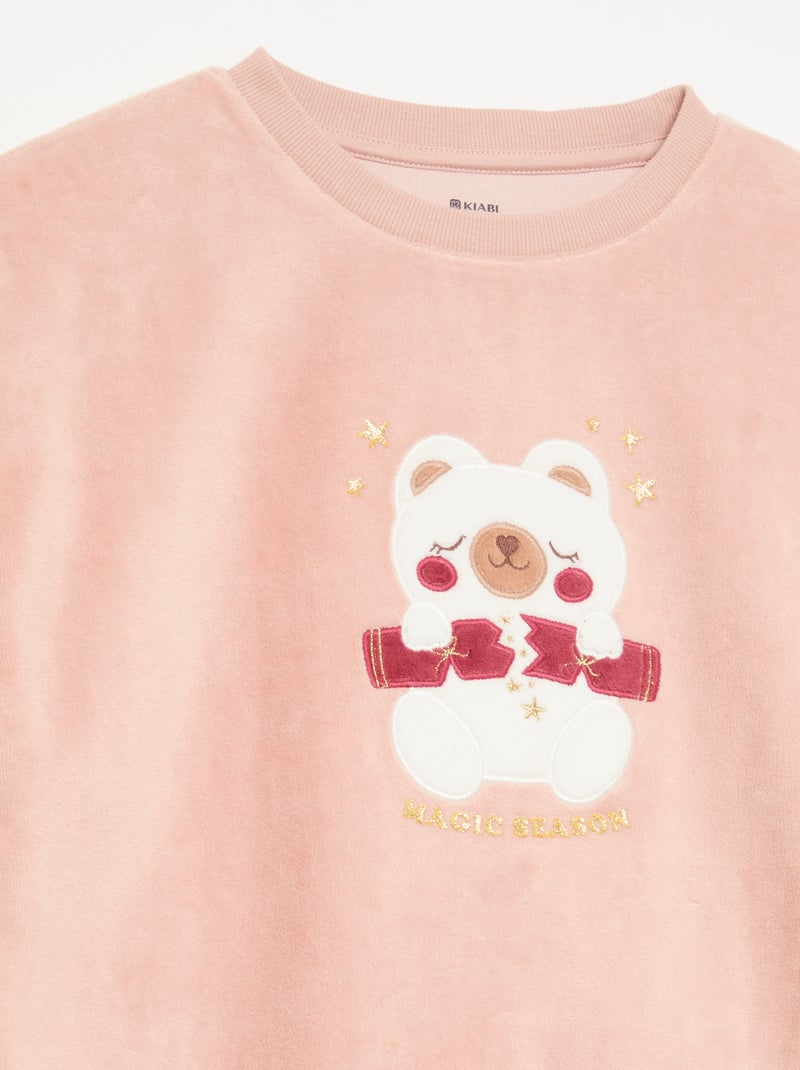 Conjunto de terciopelo - pijama de 2 piezas + antifaz para dormir Rosa - Kiabi