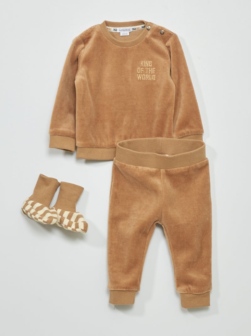 Conjunto de terciopelo BEIGE - Kiabi