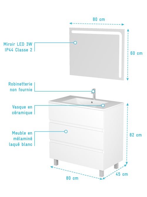 Conjunto de tocador y espejo LED - Kiabi Conjunto de tocador y espejo LED - Kiabi