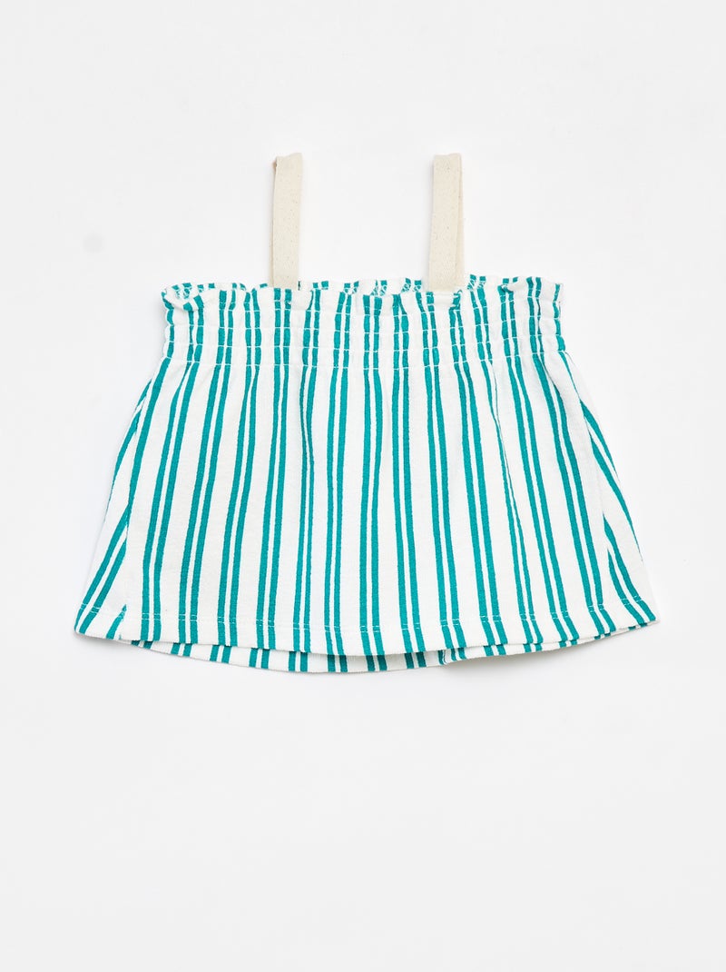 Conjunto de top de tirantes + Pantalón corto de rayas  - 2 piezas VERDE - Kiabi