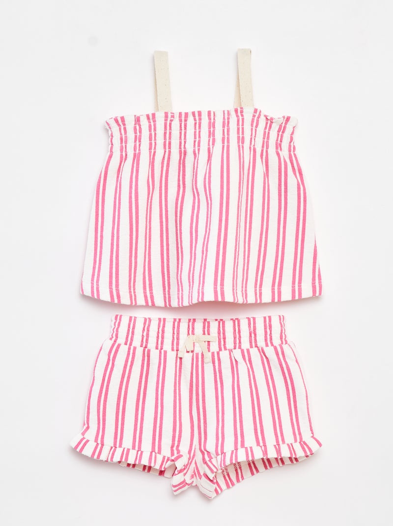 Conjunto de top de tirantes + short de rayas  - 2 piezas BLANCO - Kiabi