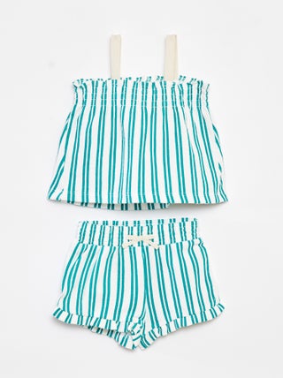 Conjunto de top de tirantes + short de rayas  - 2 piezas