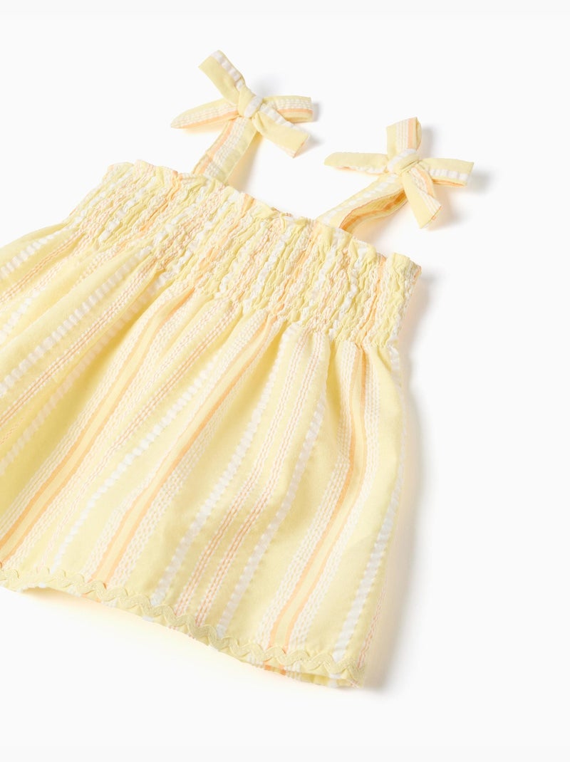 Conjunto de top y pantalón corto de algodón a rayas Amarillo claro - Kiabi