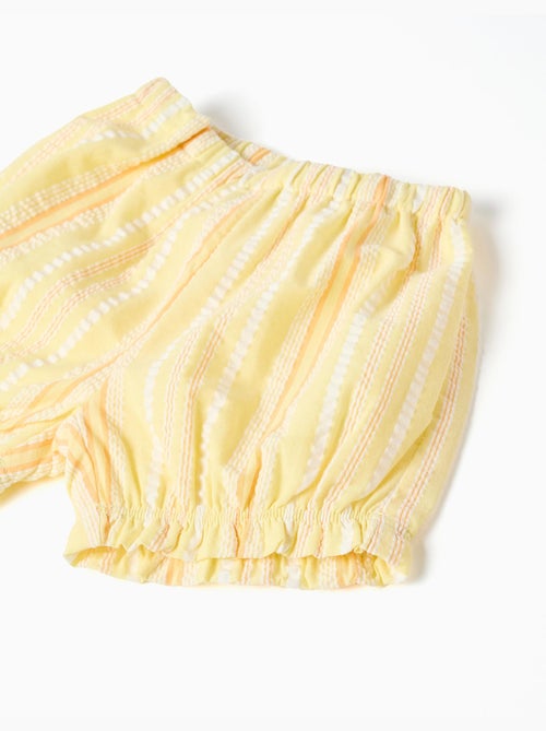 Conjunto de top y pantalón corto de algodón a rayas - Kiabi