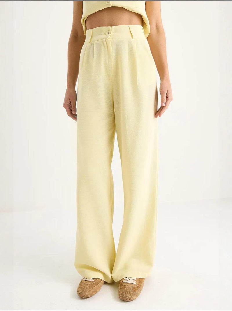 Conjunto de tres piezas con pantalón de cintura alta, chaleco y forro lucci Amarillo limón - Kiabi