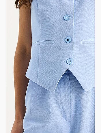 Conjunto de tres piezas con pantalón de cintura alta, chaleco y forro lucci