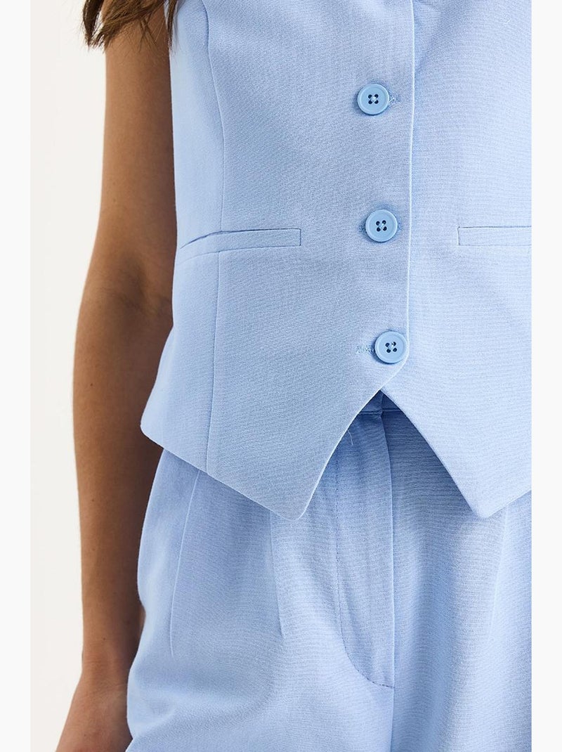 Conjunto de tres piezas con pantalón de cintura alta, chaleco y forro lucci Azul cielo - Kiabi
