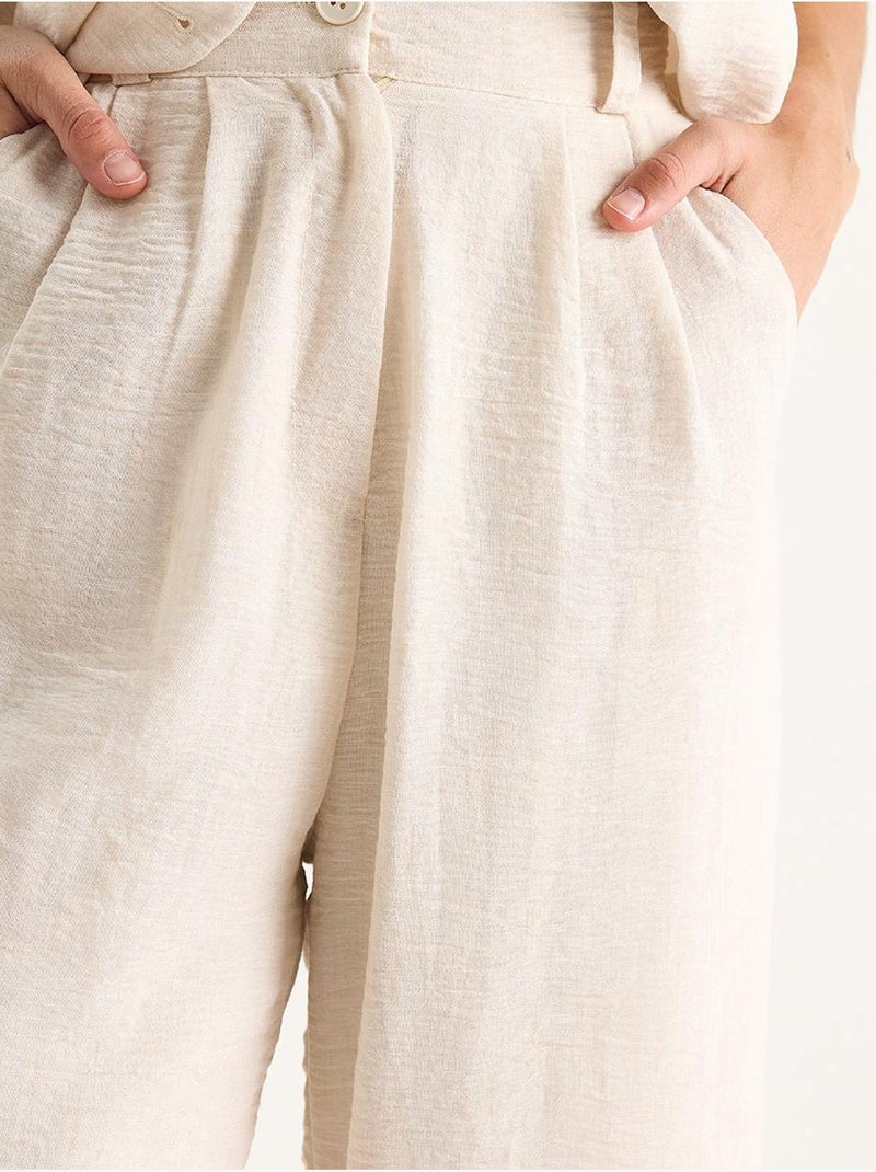 Conjunto de tres piezas con pantalón de cintura alta, chaleco y forro lucci Crema - Kiabi