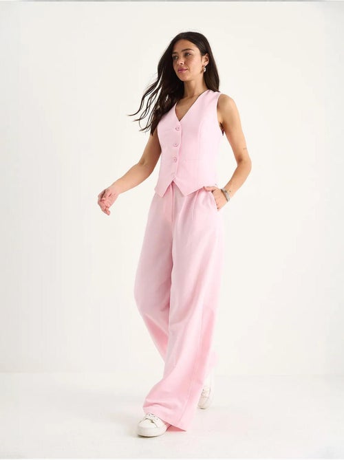 Conjunto de tres piezas con pantalón de cintura alta, chaleco y forro lucci - Kiabi