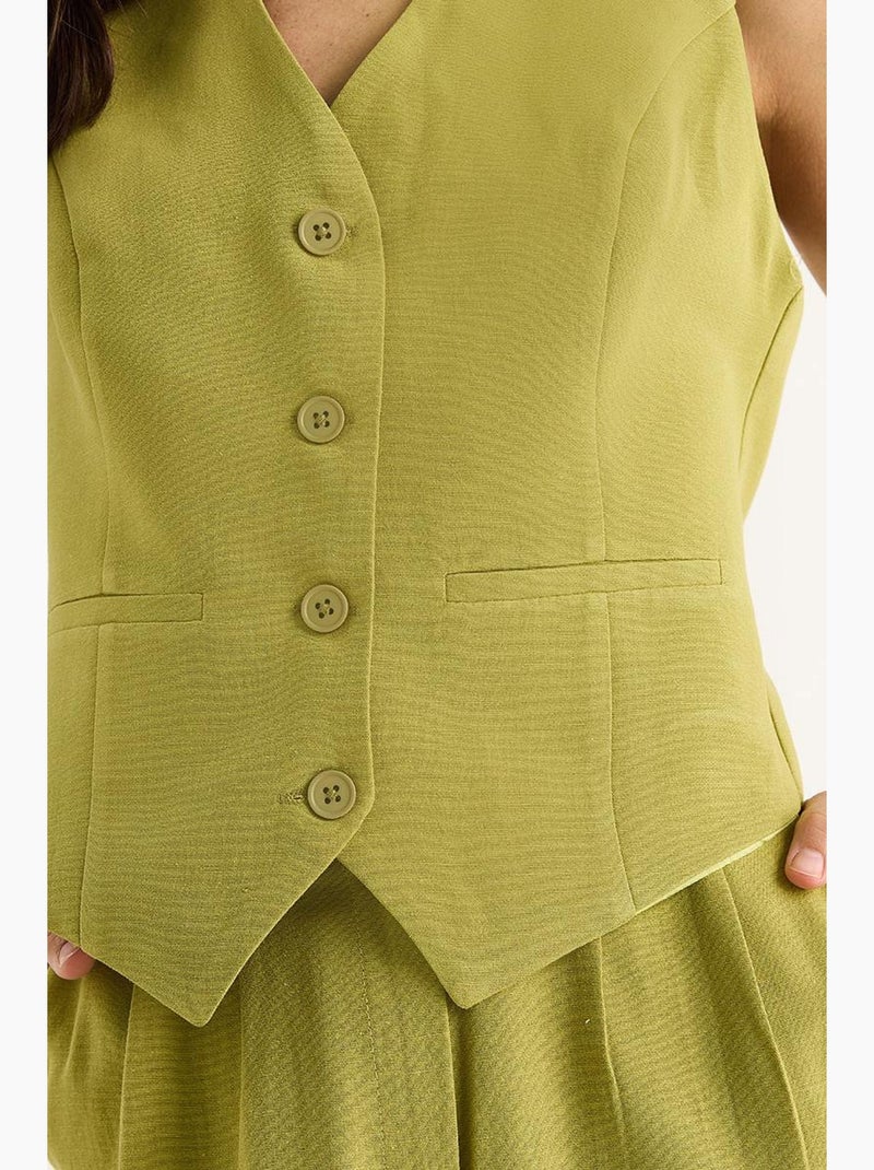 Conjunto de tres piezas con pantalón de cintura alta, chaleco y forro lucci Verde tilo - Kiabi
