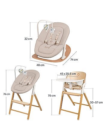 Conjunto de trona convertible 3 en 1 LIONELO Celia - Hamaca - Hasta 90 kg - Ajuste con una mano