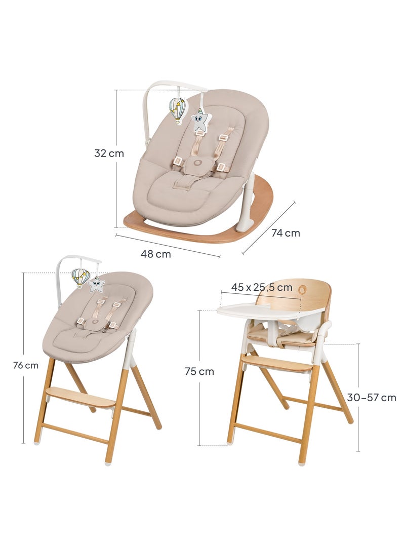 Conjunto de trona convertible 3 en 1 LIONELO Celia - Hamaca - Hasta 90 kg - Ajuste con una mano Madera natural - Kiabi