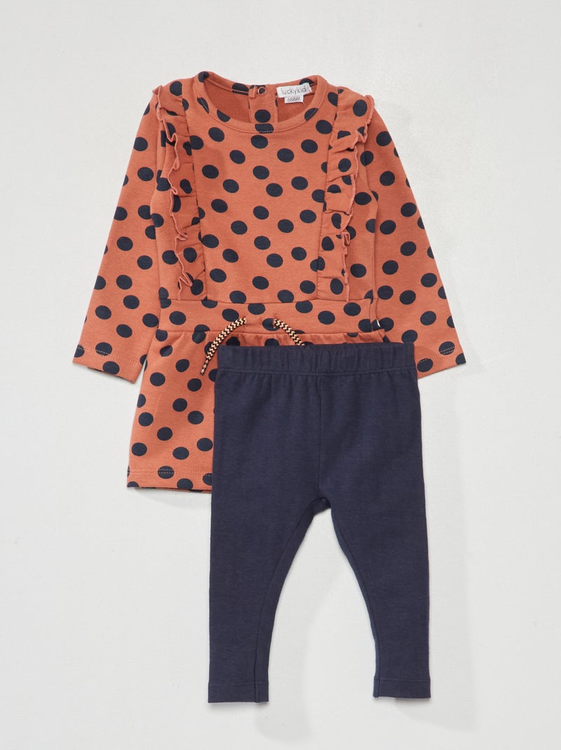 Conjunto de vestido de tejido de chándal + legging - 2 piezas ROSA - Kiabi
