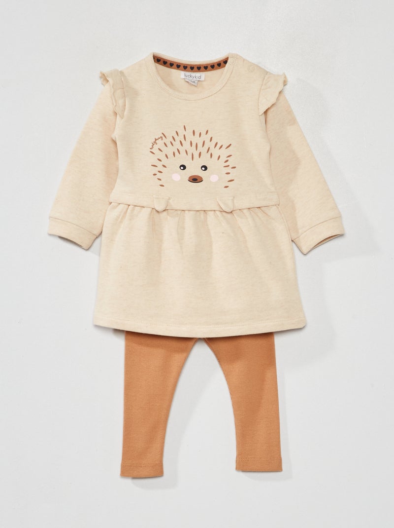 Conjunto de vestido + legging - 2 piezas BEIGE - Kiabi