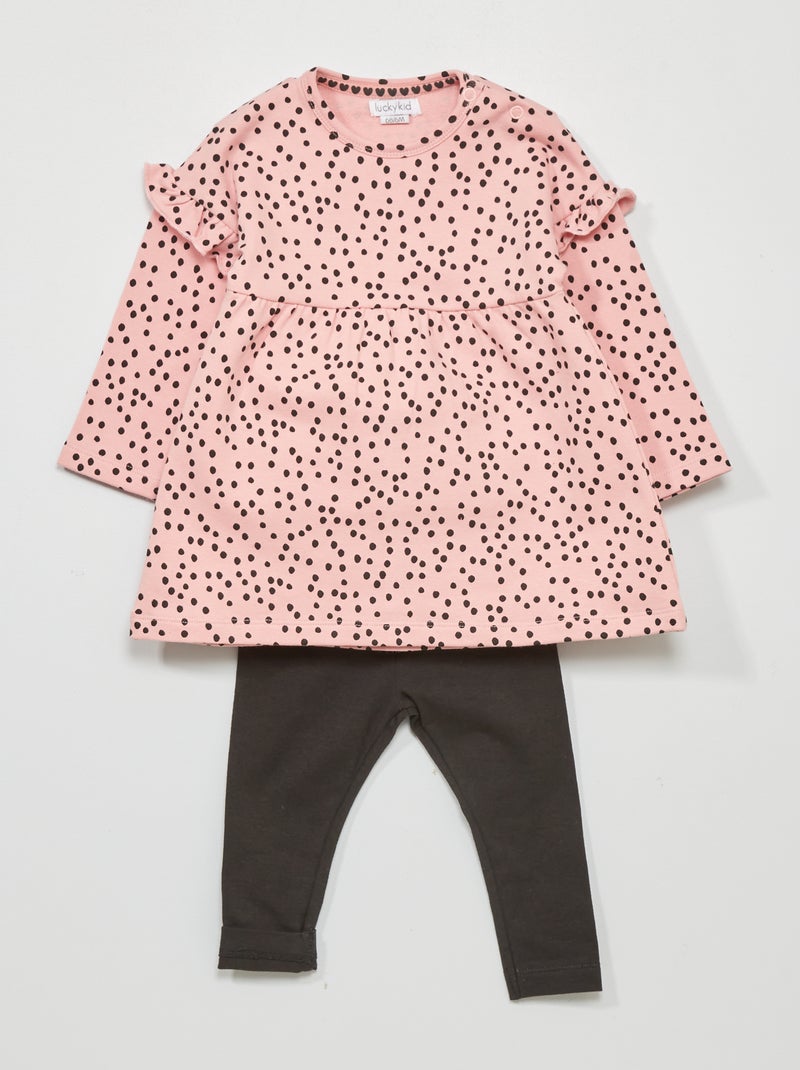 Conjunto de vestido + legging - 2 piezas ROSA - Kiabi