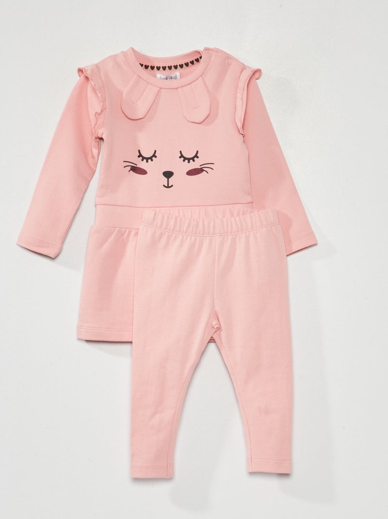 Conjunto de vestido + legging - 2 piezas ROSA - Kiabi