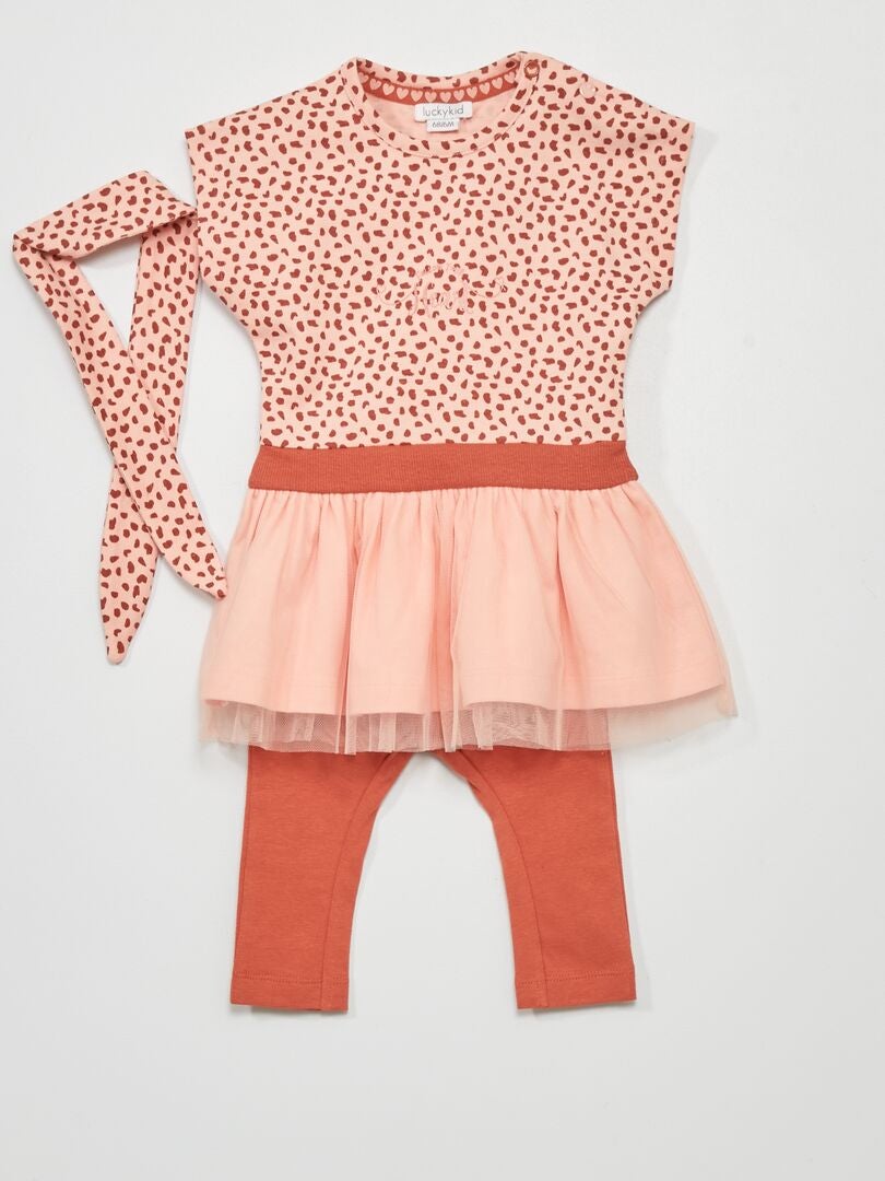 Conjunto de vestido + legging rosa - Kiabi