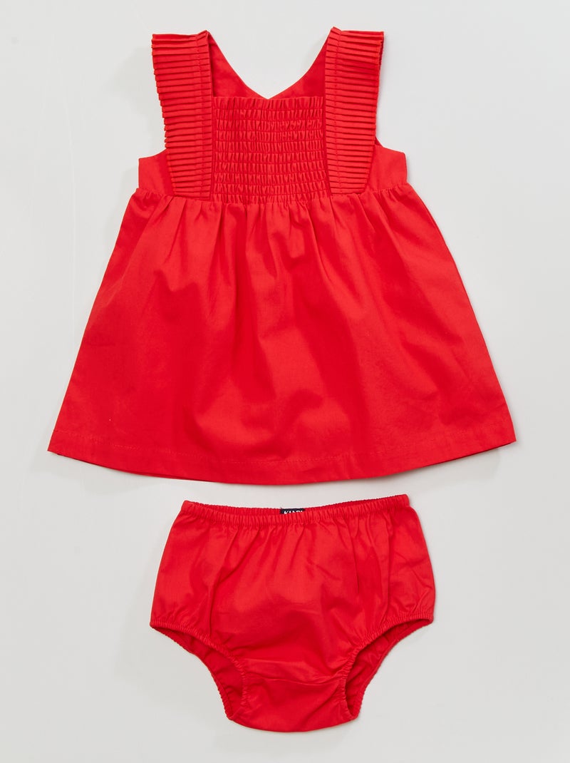 Conjunto de vestido + pololo de popelina rojo cereza - Kiabi