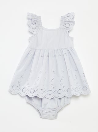 Conjunto de vestido sin mangas con bordado inglés + braguita - 2 piezas