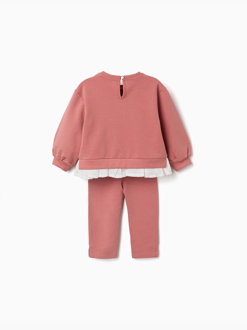 Conjunto deportivo de algodón con estampado de flores en relieve Rosa - Kiabi