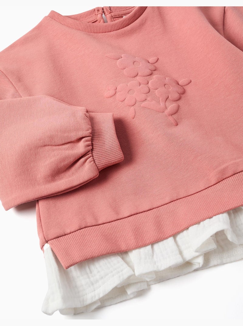 Conjunto deportivo de algodón con estampado de flores en relieve Rosa - Kiabi