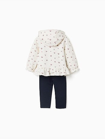 Conjunto deportivo de algodón de 3 piezas con estampado floral