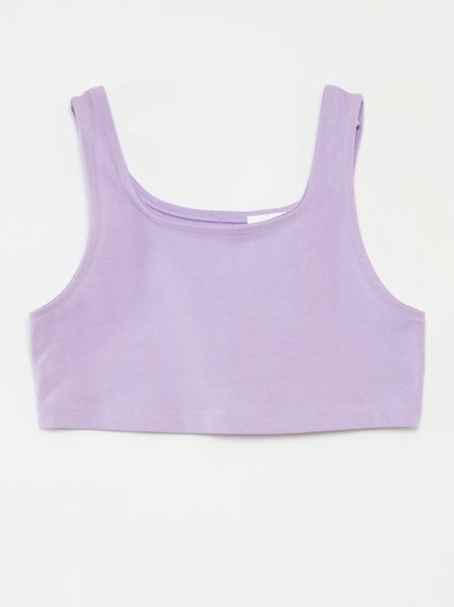 Conjunto deportivo de camiseta sin mangas + short ciclista de canalé - 2 piezas - Kiabi