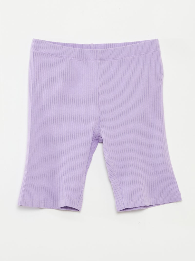 Conjunto deportivo de camiseta sin mangas + short ciclista de canalé - 2 piezas Purpura - Kiabi