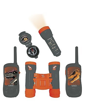 conjunto Dinosaur aventura con walkie talkies de hasta 120 m, prism?ticos y br?jula