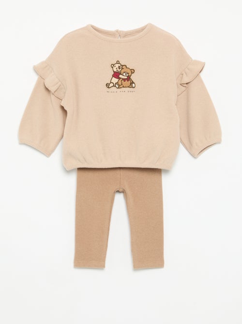 Conjunto 'Disney' de 2 piezas - Sudadera con volantes + legging - Kiabi
