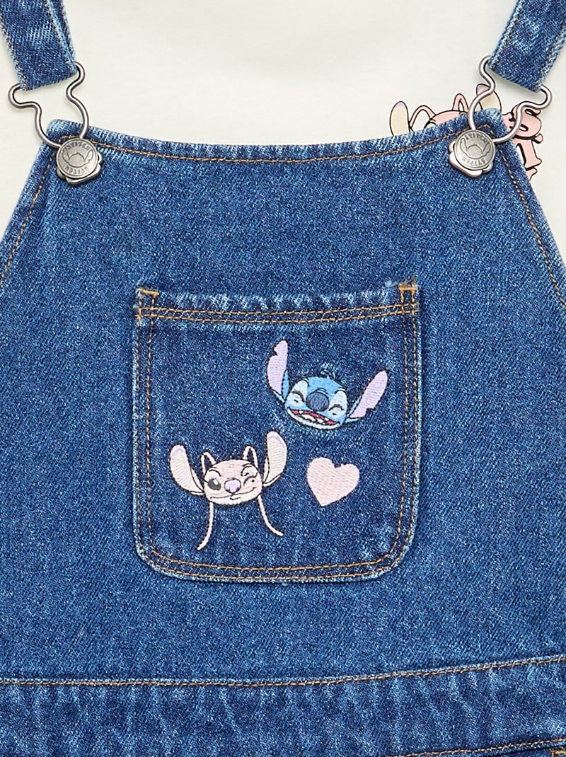 Conjunto 'Disney' Stitch' 2 piezas - pichi vaquero + camiseta de manga larga Azul - Kiabi