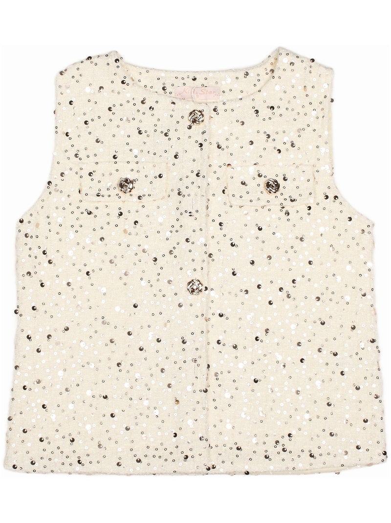 Conjunto elegante adornado con lentejuelas - Kids Star Crema - Kiabi