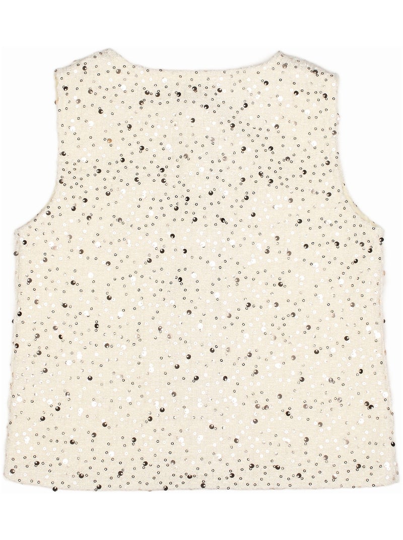 Conjunto elegante adornado con lentejuelas - Kids Star Crema - Kiabi