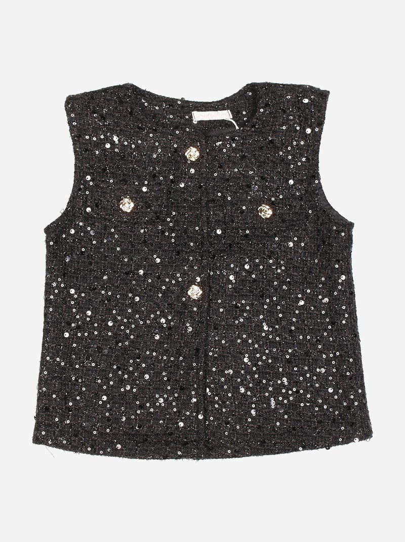 Conjunto elegante adornado con lentejuelas - Kids Star Negro - Kiabi